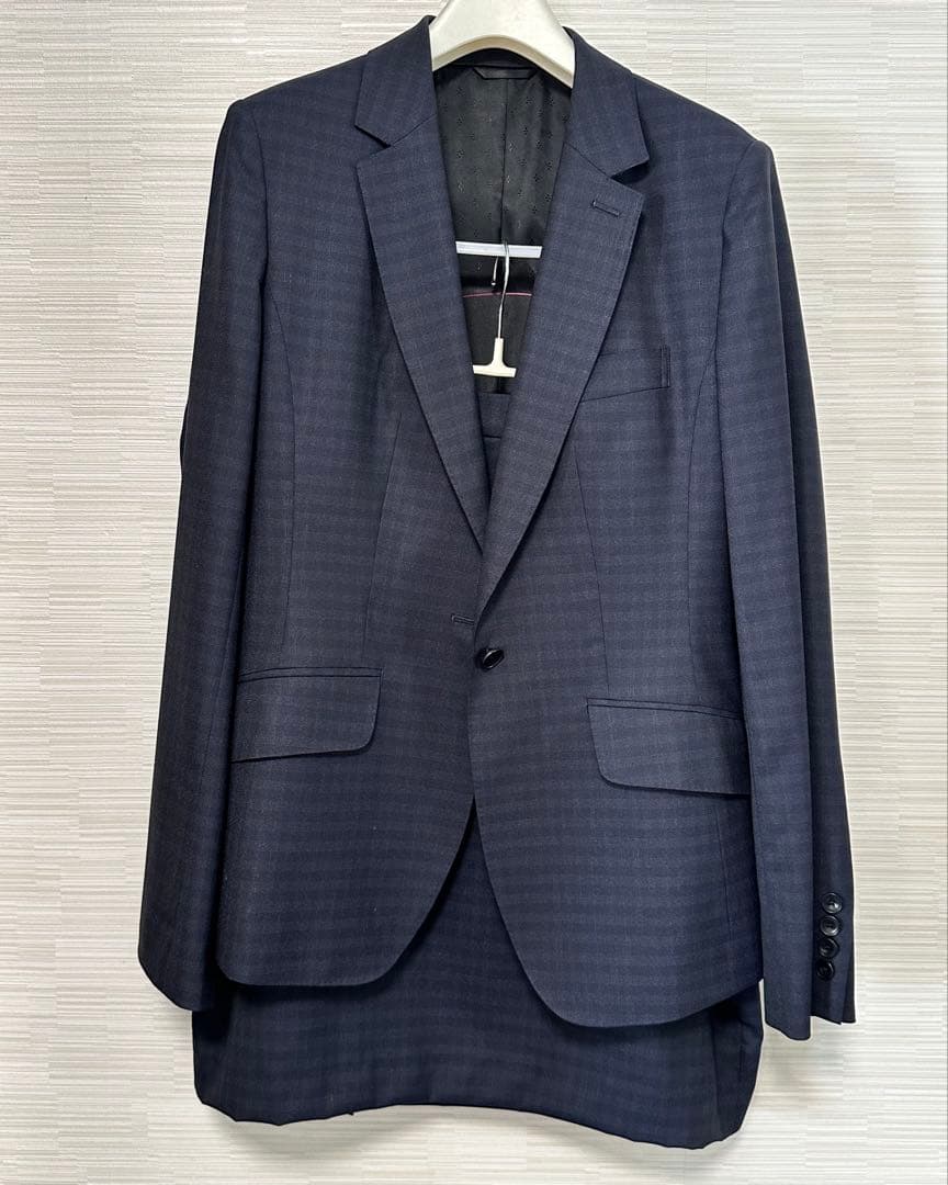 ネイビー チェック柄 スカートスーツ