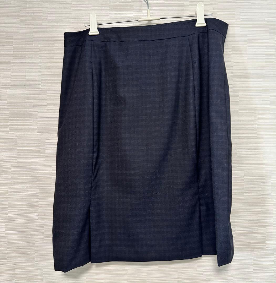 ネイビー チェック柄 スカートスーツ