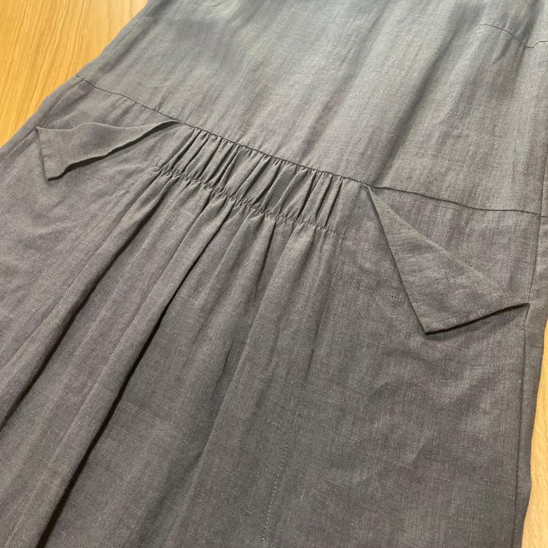 ミナペルホネン　ブラックリネンワンピース