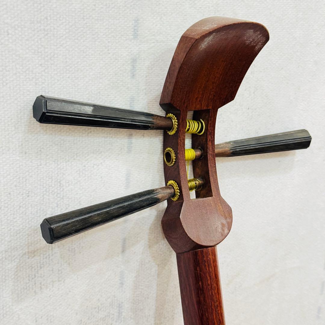 高級 三味線 中棹 紅木 丸打ち胴 ケース付き