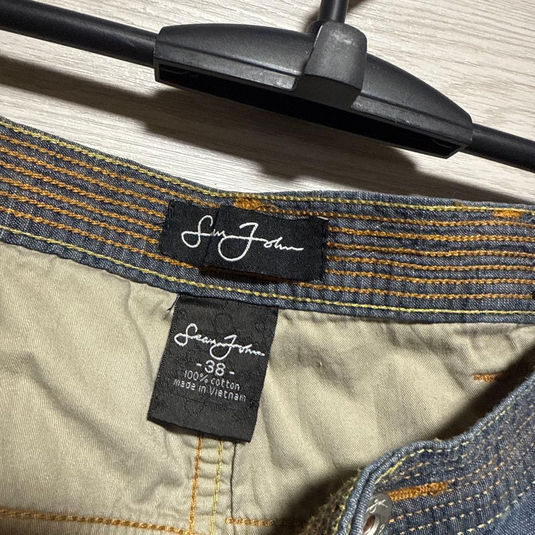 Sean John 極太 オーバーサイズ カーゴデニムパンツ B系 刺繍ロゴ