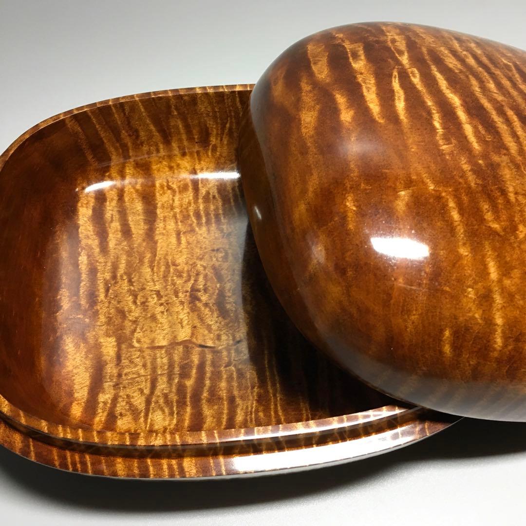 カエデトラ斑杢　手刳リ　楕円食蘢　拭き漆仕上げ