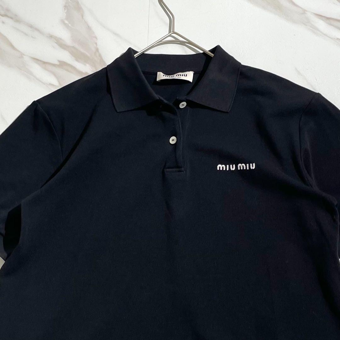 極美品✨ miumiu ミュウミュウ コットンピケ ポロシャツ ブラック 正規品