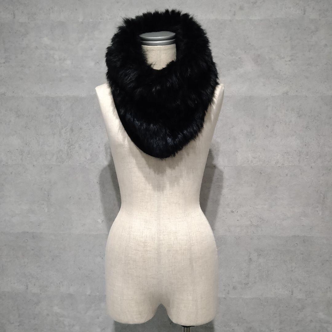 【美品】HELMUT LANG リアルファースヌード ネックウォーマー 黒