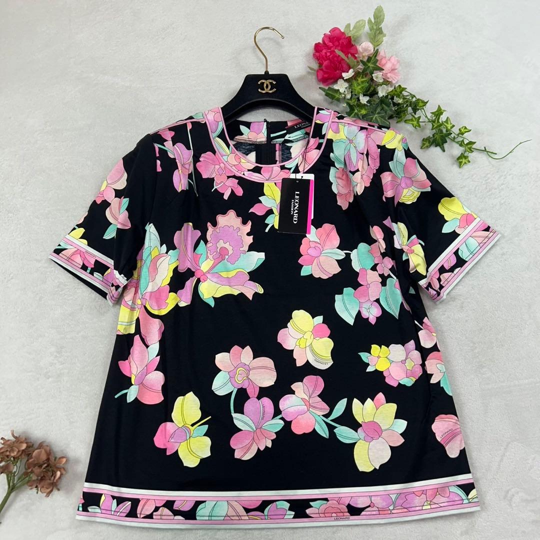 K396 新品未使用 L レオナール タグ付き 花柄 カットソー レディース