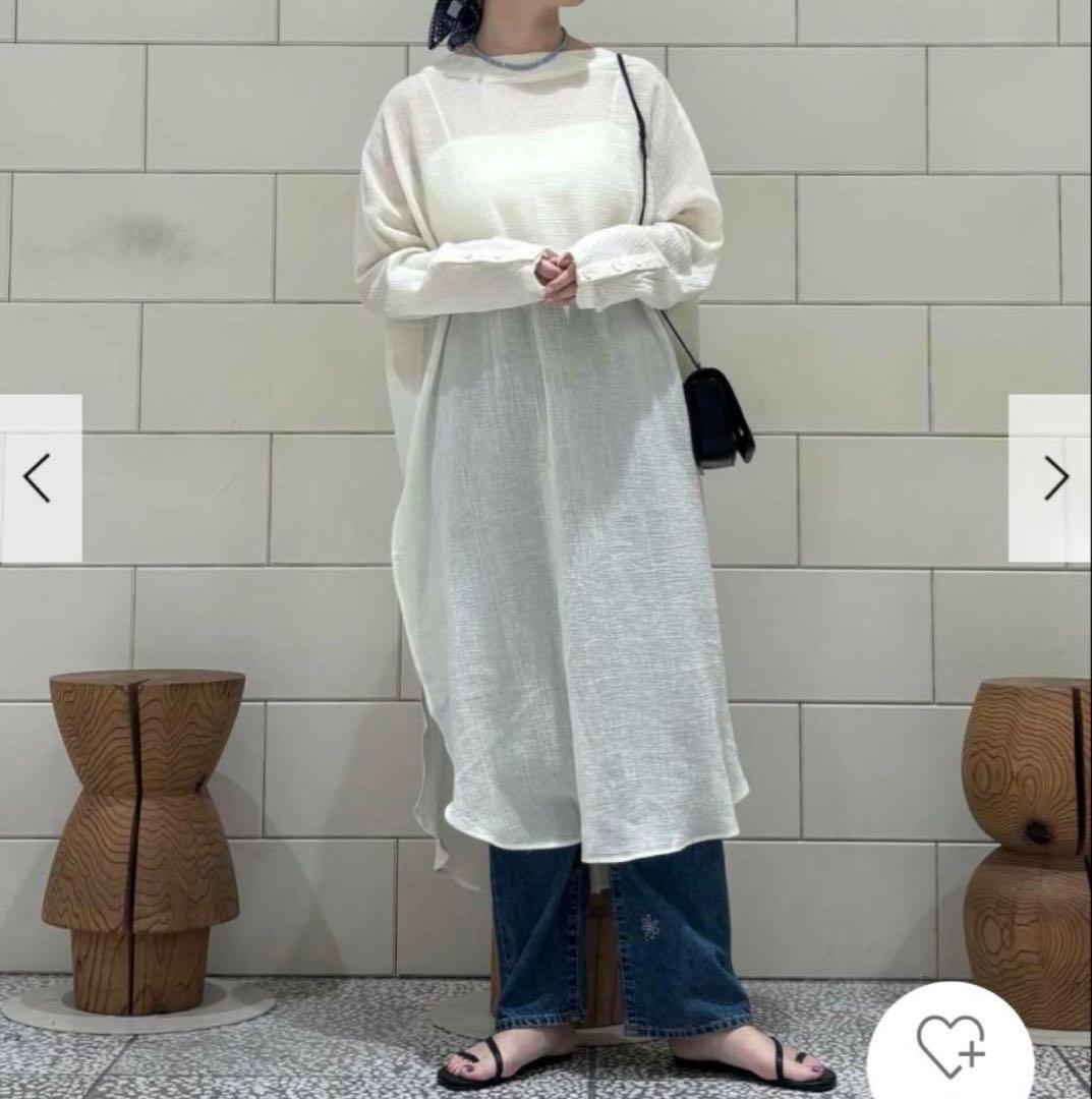 新品　今季　かぐれ　ガーゼロングチュニック 薄手　2025年春秋