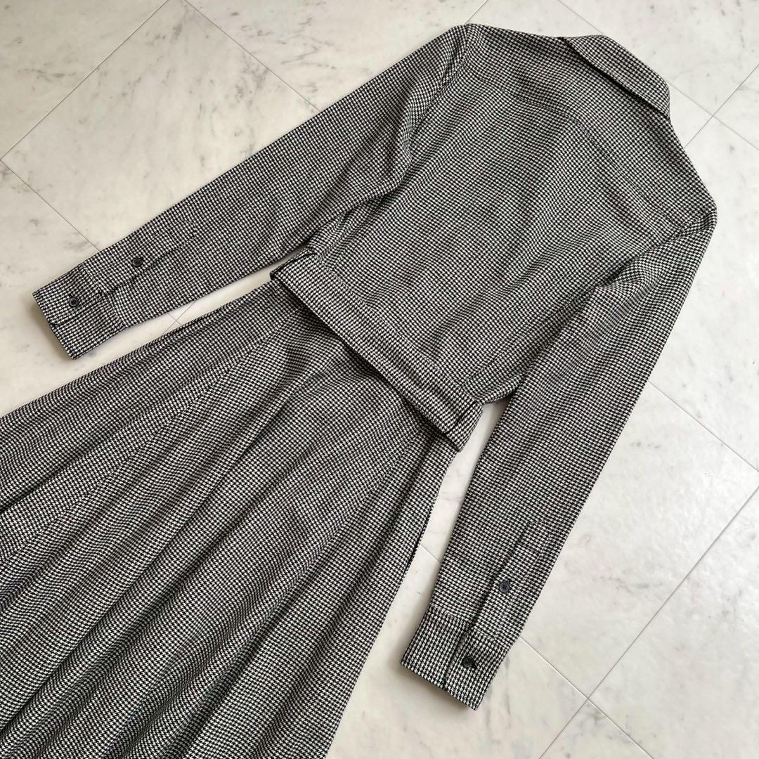 POLO RALPH LAUREN ハウンドトゥース柄 ウールベルテッドワンピ