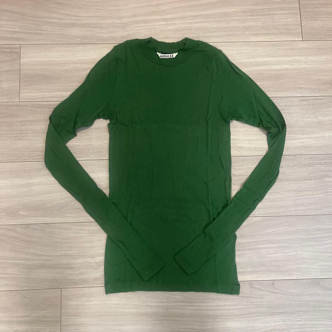 トップス AURALEE HIGH GAUGE SHEER LIB L/S TEE
