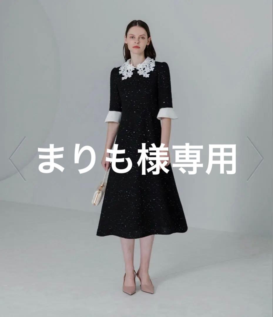 まりも【美品】Leja 花柄レースカラースパンコールAラインワンピース