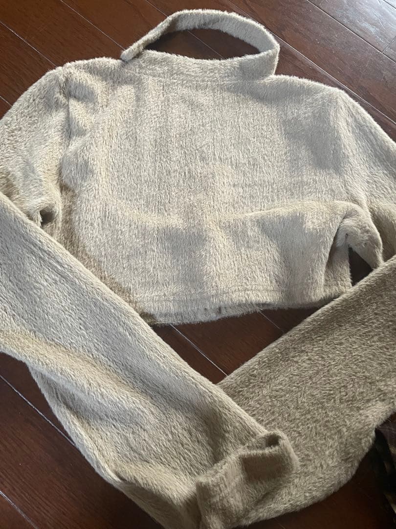 bunny lis ファーボレロ×チェックミニワンピース　ブラウン　M