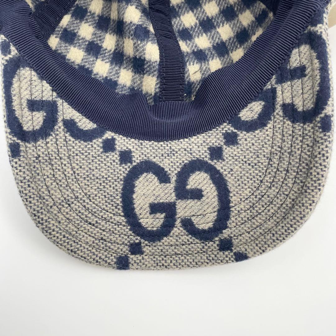 【✨未使用級】 グッチ ベースボールキャップ ジャンボGG コットン レザー