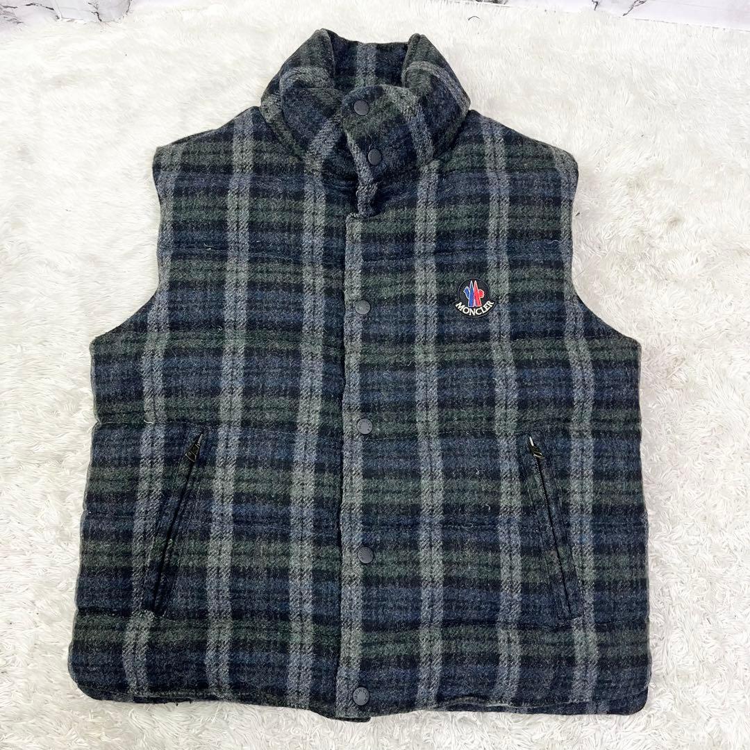 MONCLER ダウンベスト ツイードチェック グリーン