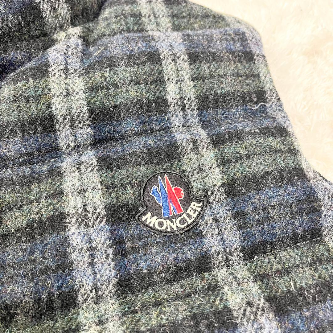 MONCLER ダウンベスト ツイードチェック グリーン