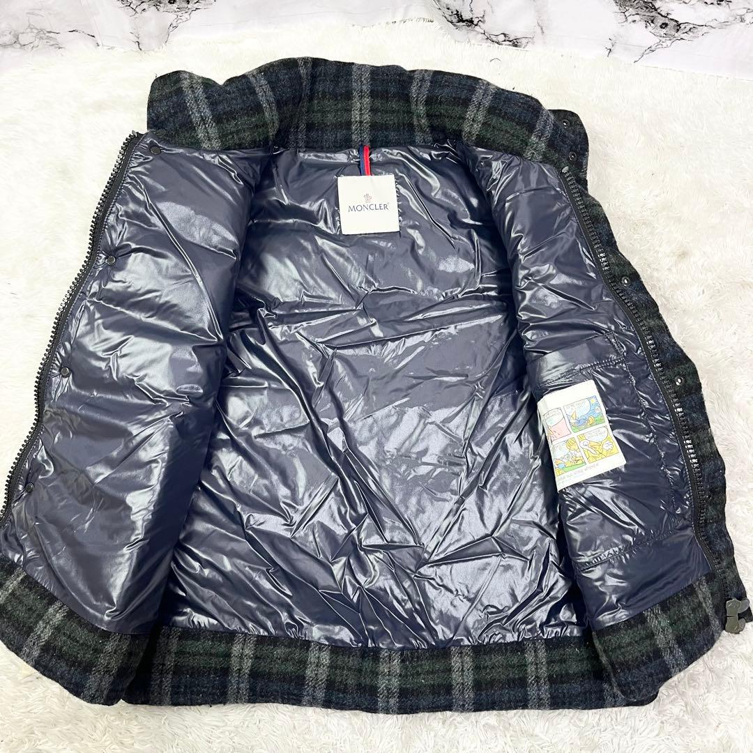 MONCLER ダウンベスト ツイードチェック グリーン