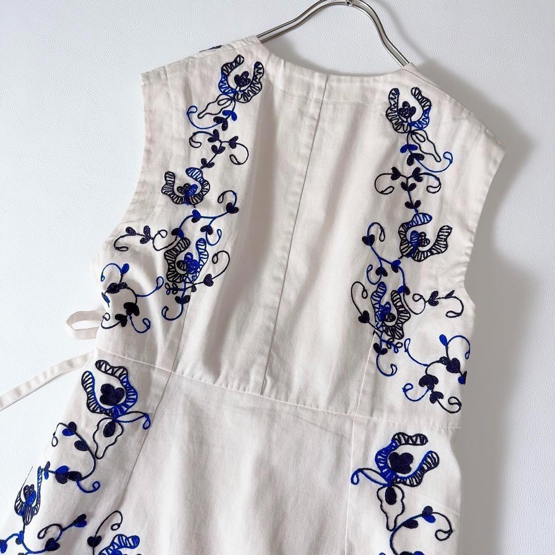 未使用級ꕥサラマリカ 24AW ジーナットコットンツイルエンブロイダリージレ