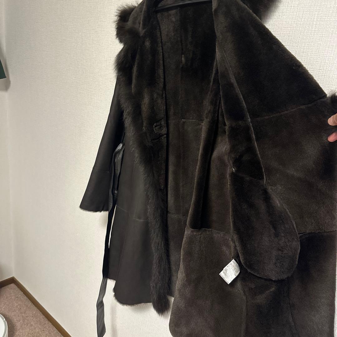 羊皮ロングコート　毛皮ブルーフォックス