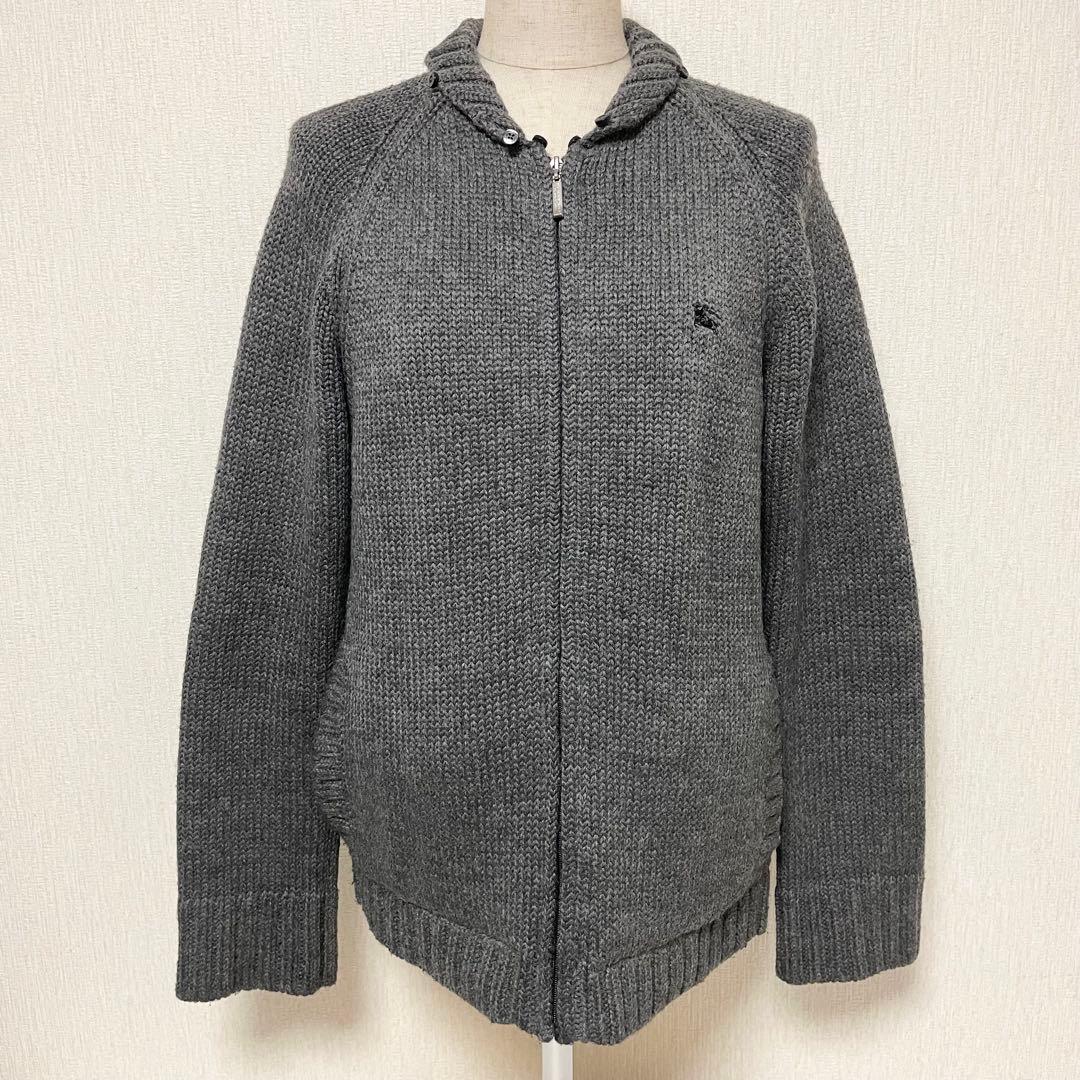 BURBERRY ノバチェック キルティング ファー ニット ブルゾン グレー