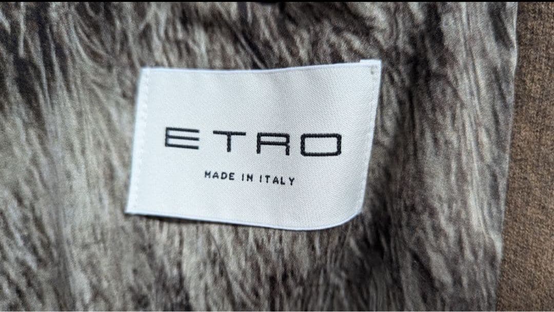 【ETRO ウルフ柄チェスターコート】メンズ　エトロ 48
