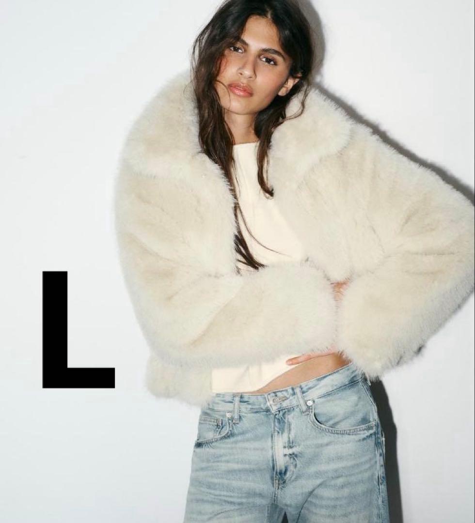 ZARA ザラ ショートフェイクファーコート L
