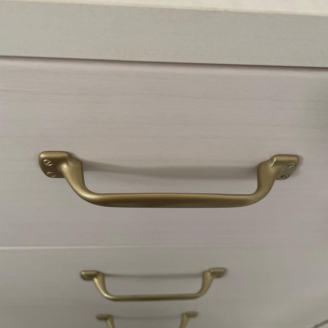 B-COMPANY 606 浅型チェスト　6段　ゴールド取手【一部難あり】