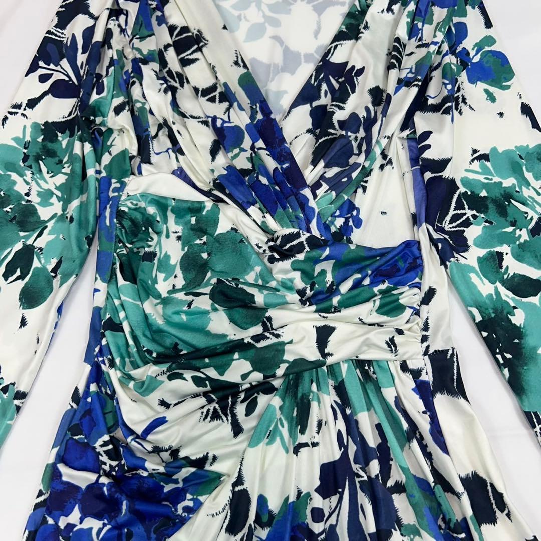 P34 新品未使用 F エジェリ ストレッチ 花柄 ロングワンピース レディース