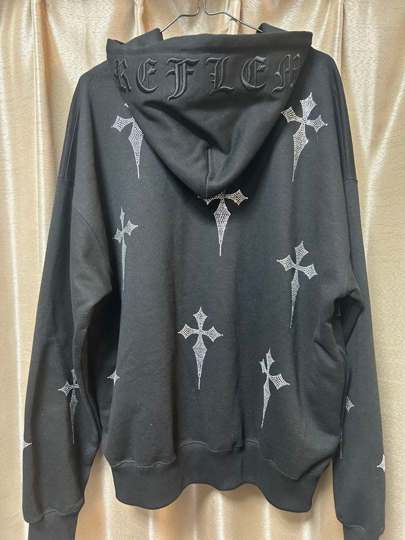 REFLEM レフレム　ラインストーンパーカー　黒 × シルバー