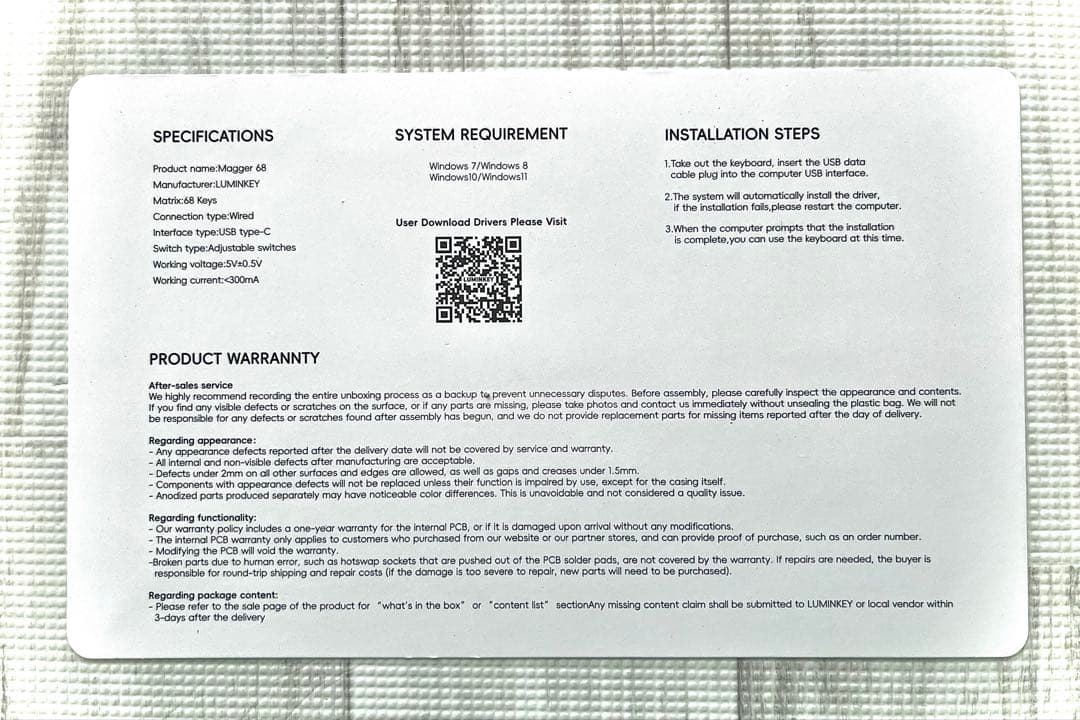 LUMINKEY Magger 68 HE Ultra ホワイト 英語配列
