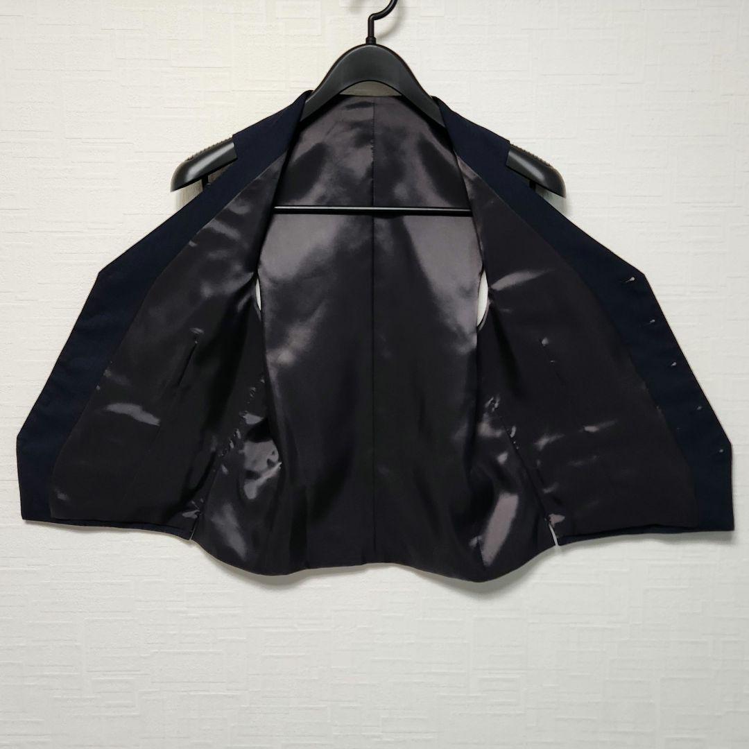 オリヒカ　メンズスーツ　スリーピース　セットアップ　濃紺ブルー　チェック　細身