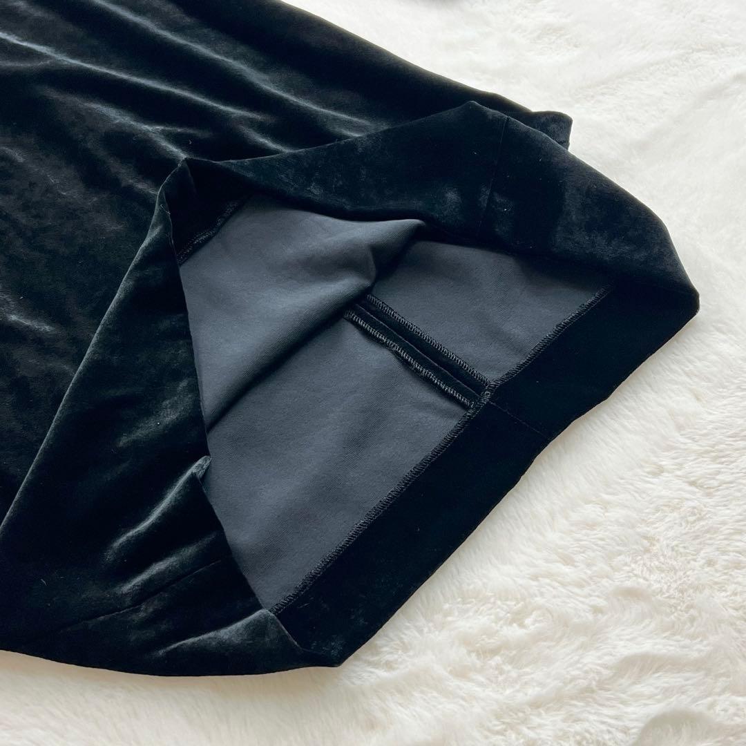 【ラルフローレンパープルレーベル】ハイネックベロアワンピース☆シルク混☆黒☆S