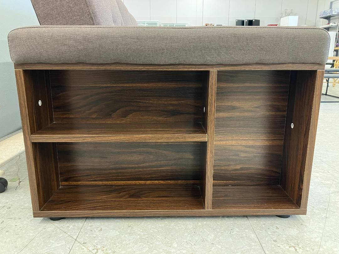 モダンデコ 2～3人掛け収納付き多機能ソファ ブラウン