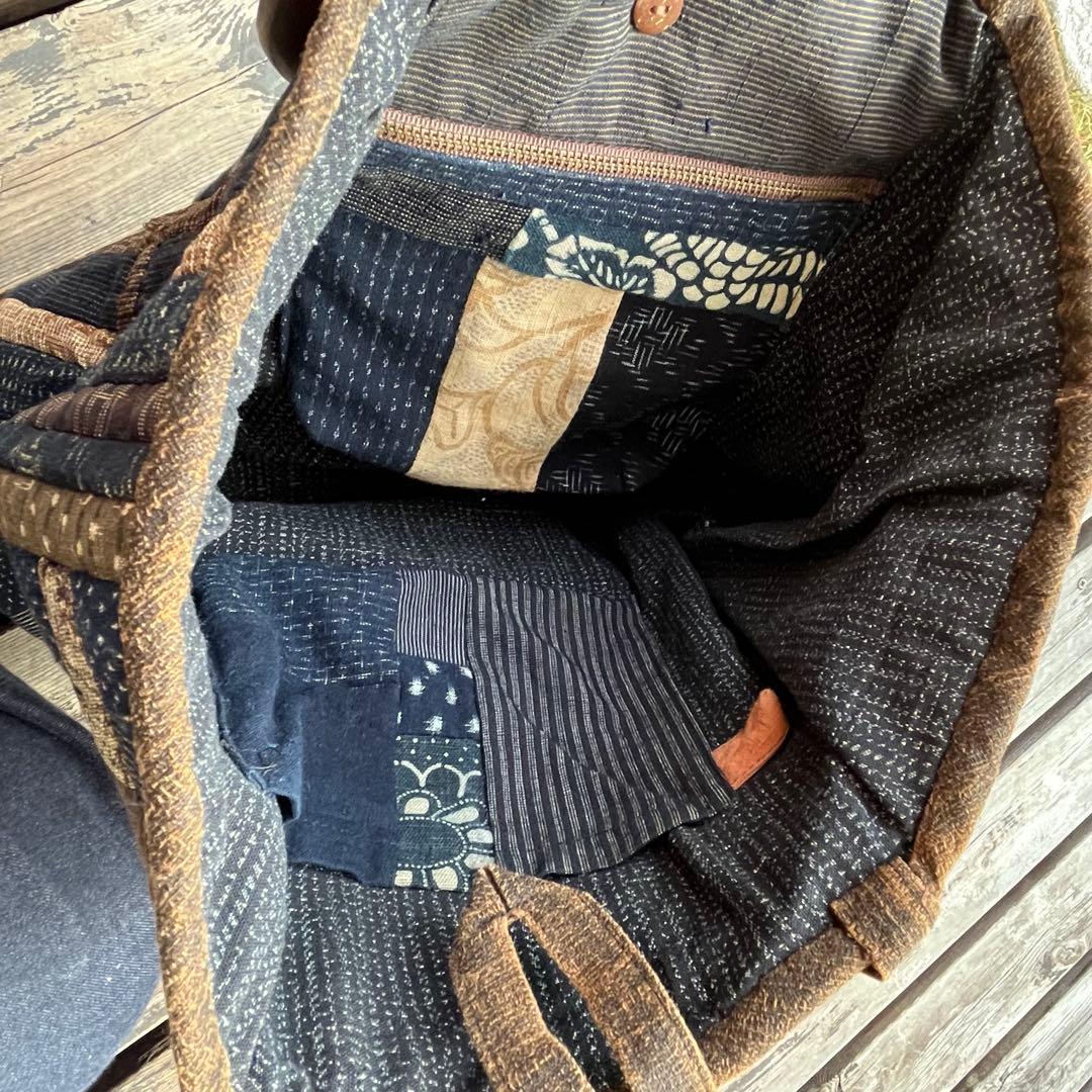 胡桃の下かご付きパッチワークバッグ