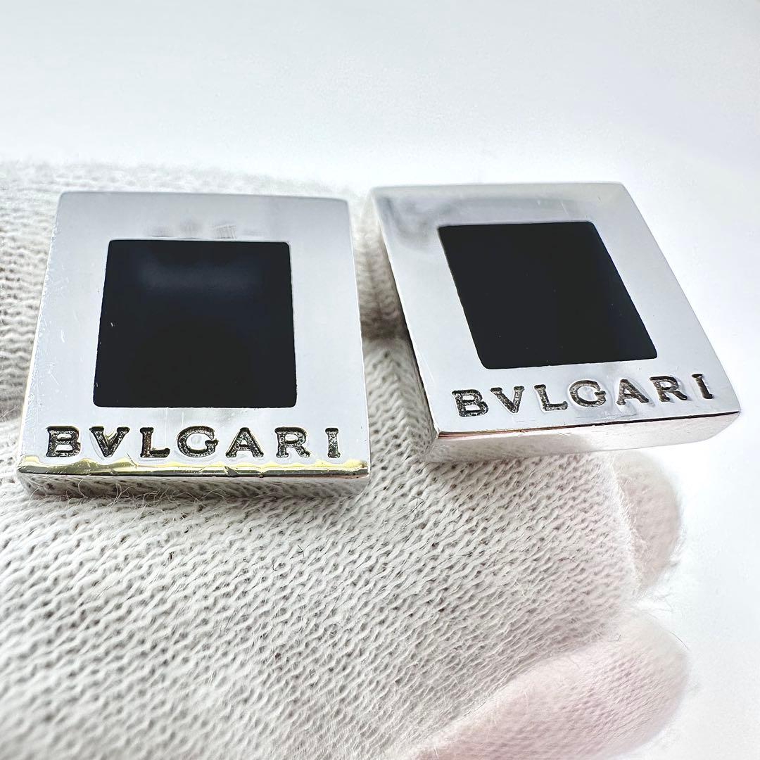 BVLGARI ブルガリ　スクエアトップ　オニキス　シルバー　カフス　925