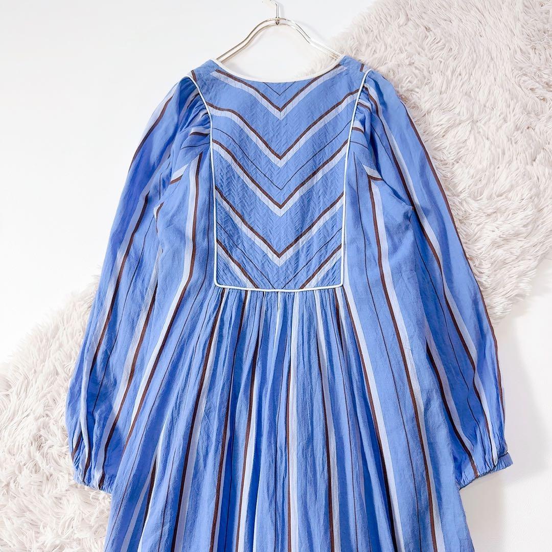 極美品ꕥヌキテパ 2023 完売品 コットンボイルストライプギャザードレス M