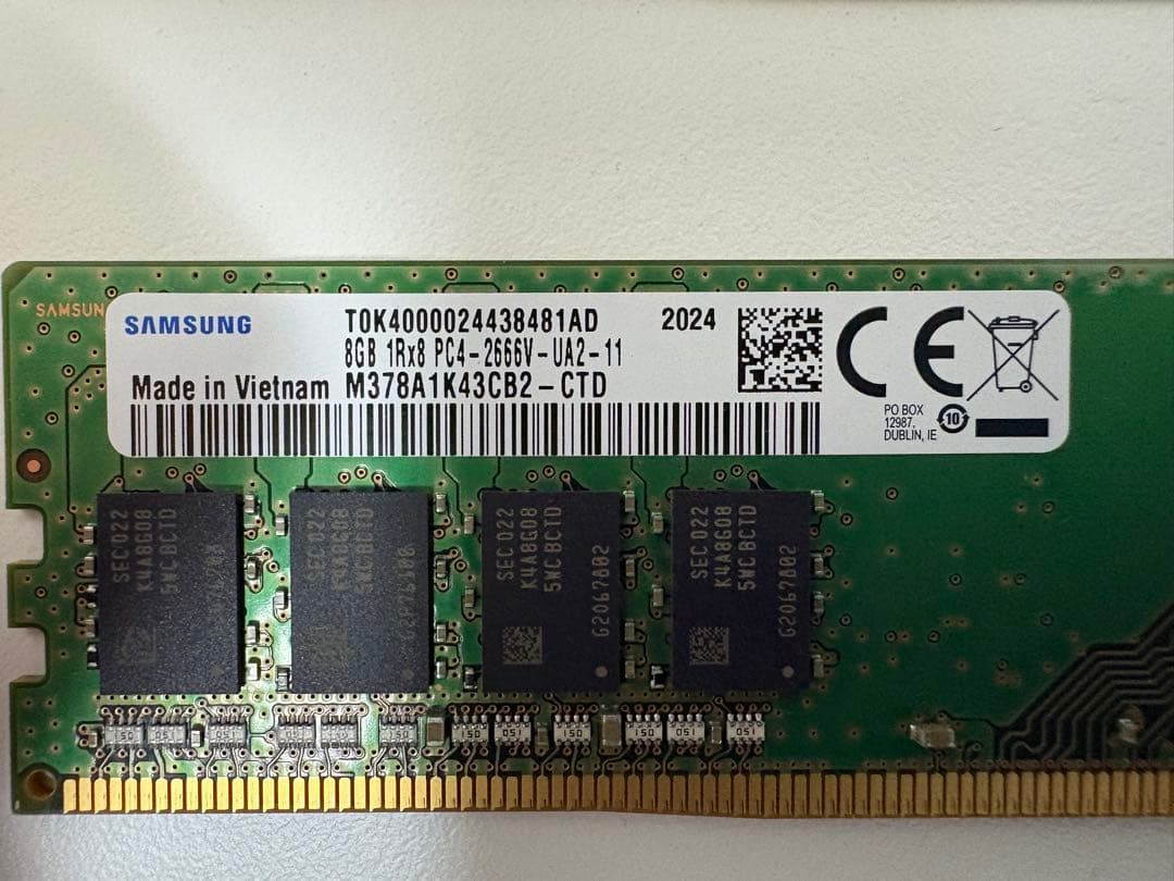 DDR4-2666 sumsung 16GB(8GB×2)メモリ