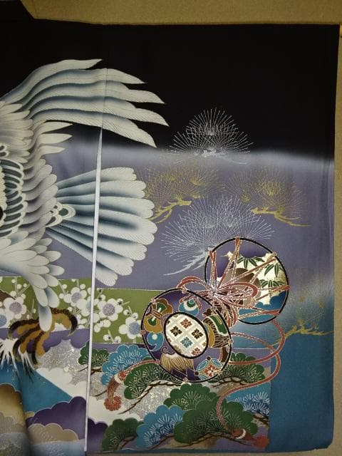 男児 お宮詣り　紋なし　産着一つ身着物　鷹