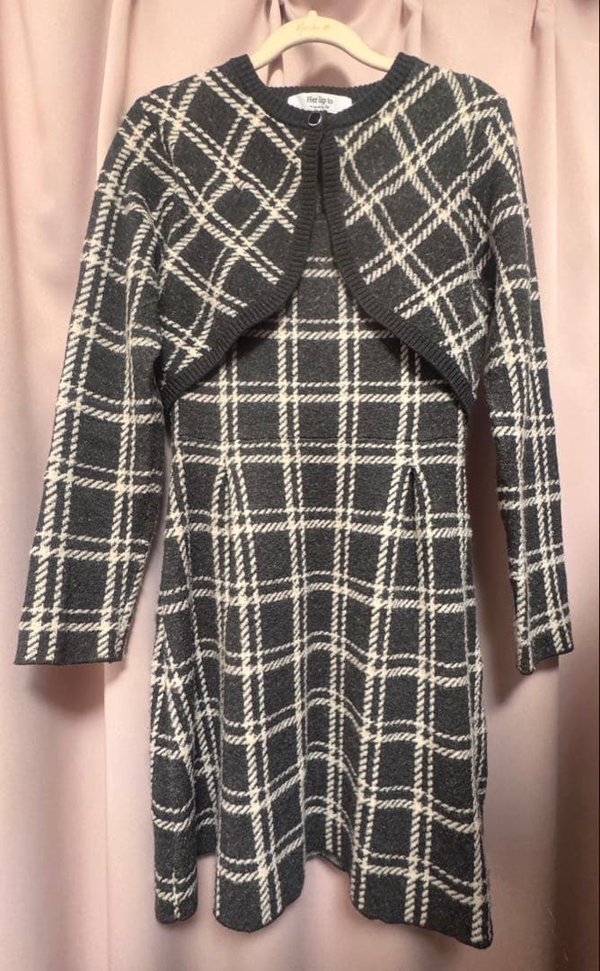 も*ず様 herlipto Pantheon Checked Knit Dres