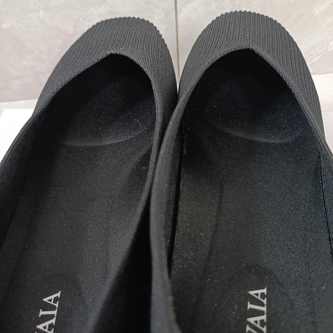 【新品】VIVAIA ビバイア フラットシューズ スクエアトゥ 25cm相当 黒