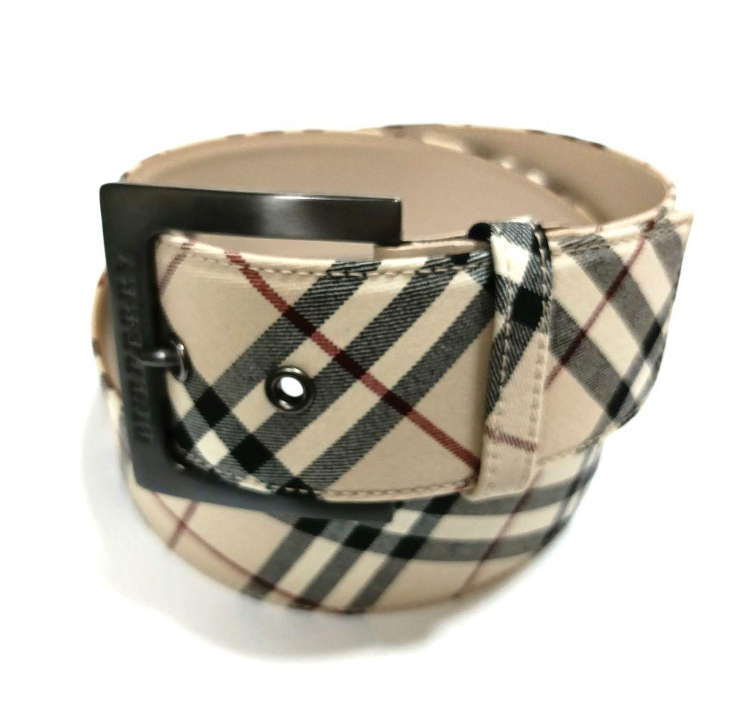 極美品♪BURBERRY バーバリー ベルト ノバチェック キャンバス レザー
