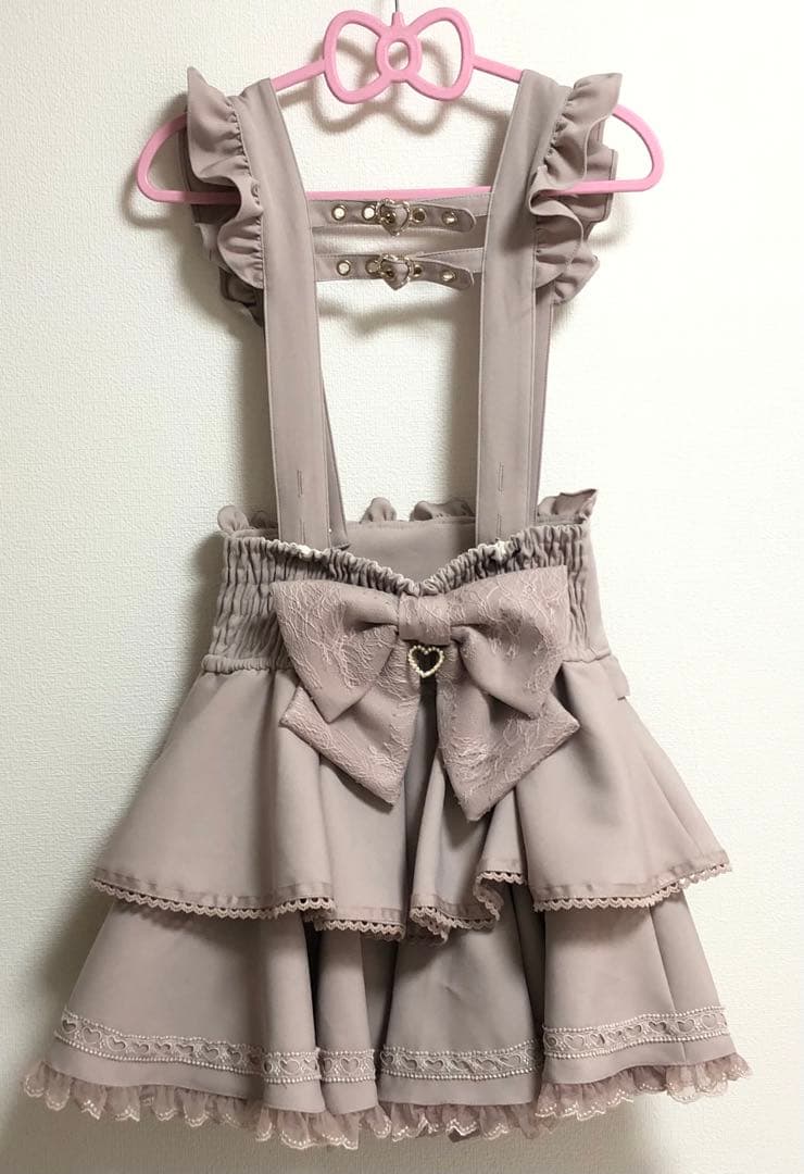 LIZLISA サスペンダー付ティアードスカパン ピンク