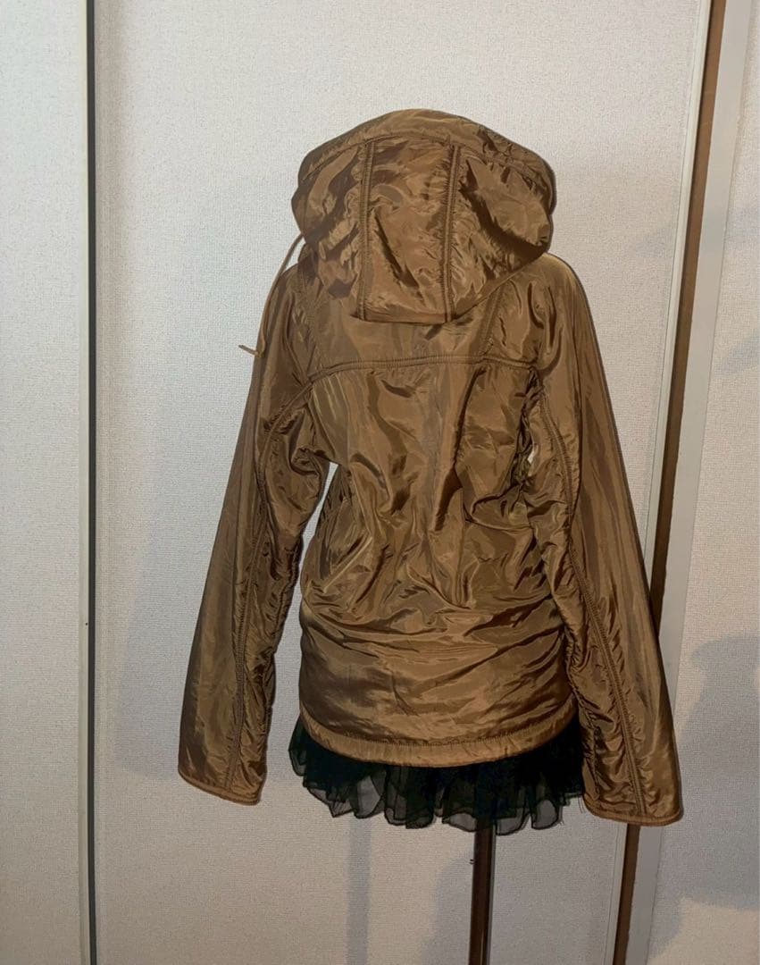 レアカラー　y2k平成ギャル00s光沢ボアシャーリングパーカー　ゴシック