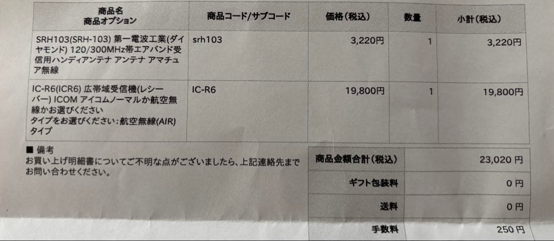 ICOM 広帯域受信機　IC-R6 航空無線 ＆ SRH103アンテナセット