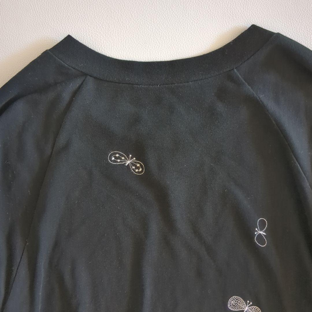 ミナペルホネン choucho 長袖カットソー 刺繡 ボリュームスリーブ 黒 M