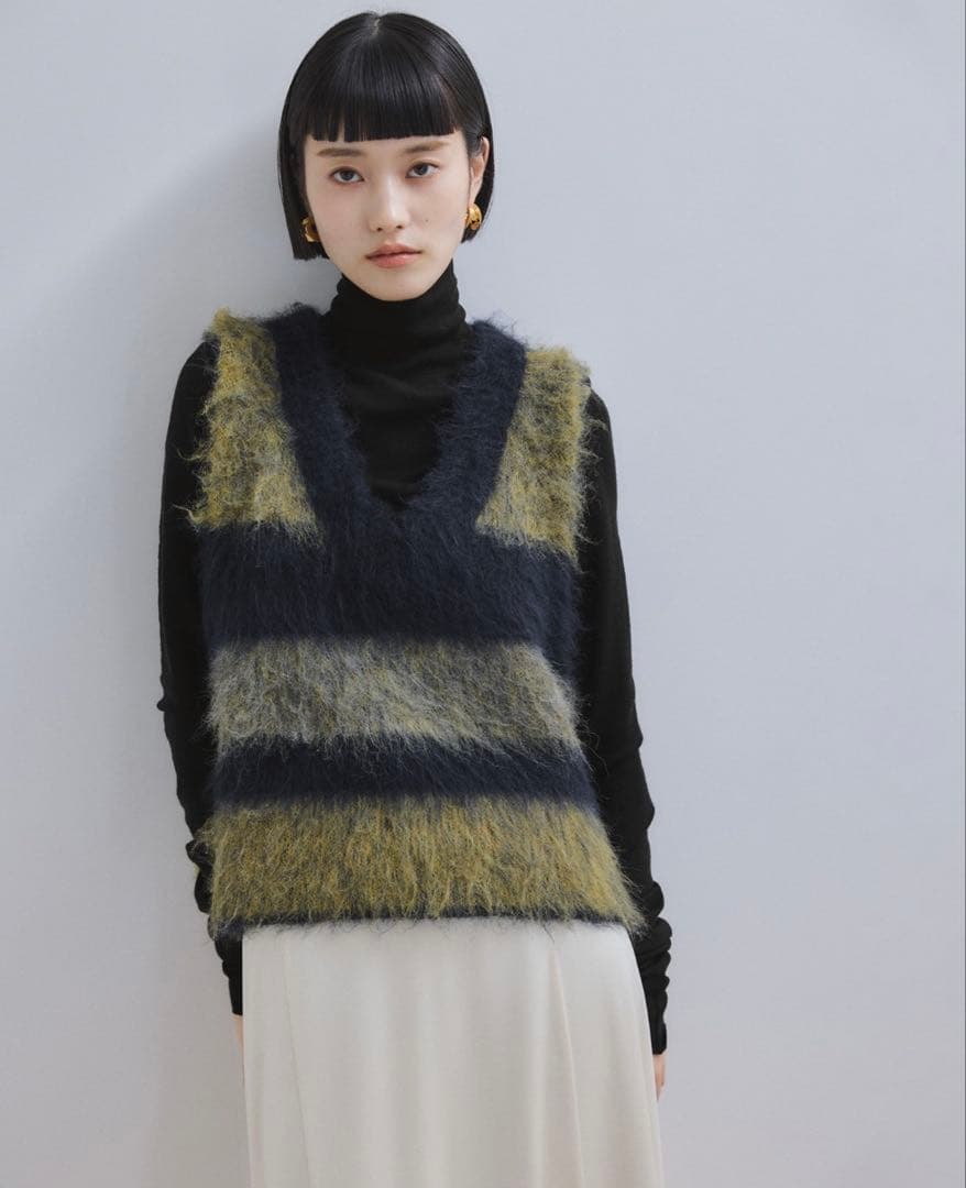 ADAM ET ROPE' ブラッシュドボーダーベスト　新品未使用