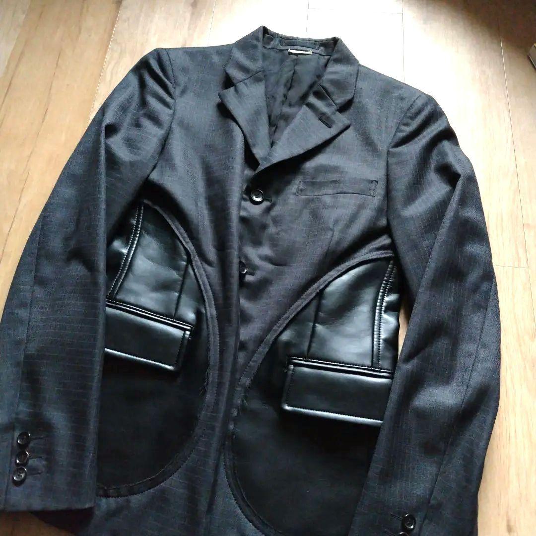 19ss ギャルソンオムプリュス フェイクレザーポケット テーラードジャケット