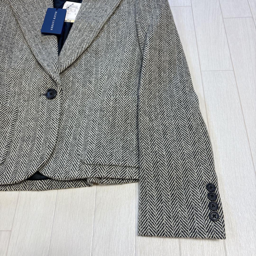 タグ付き ラルフローレン ヘリンボーン柄 ウール テーラードジャケット サイズ6