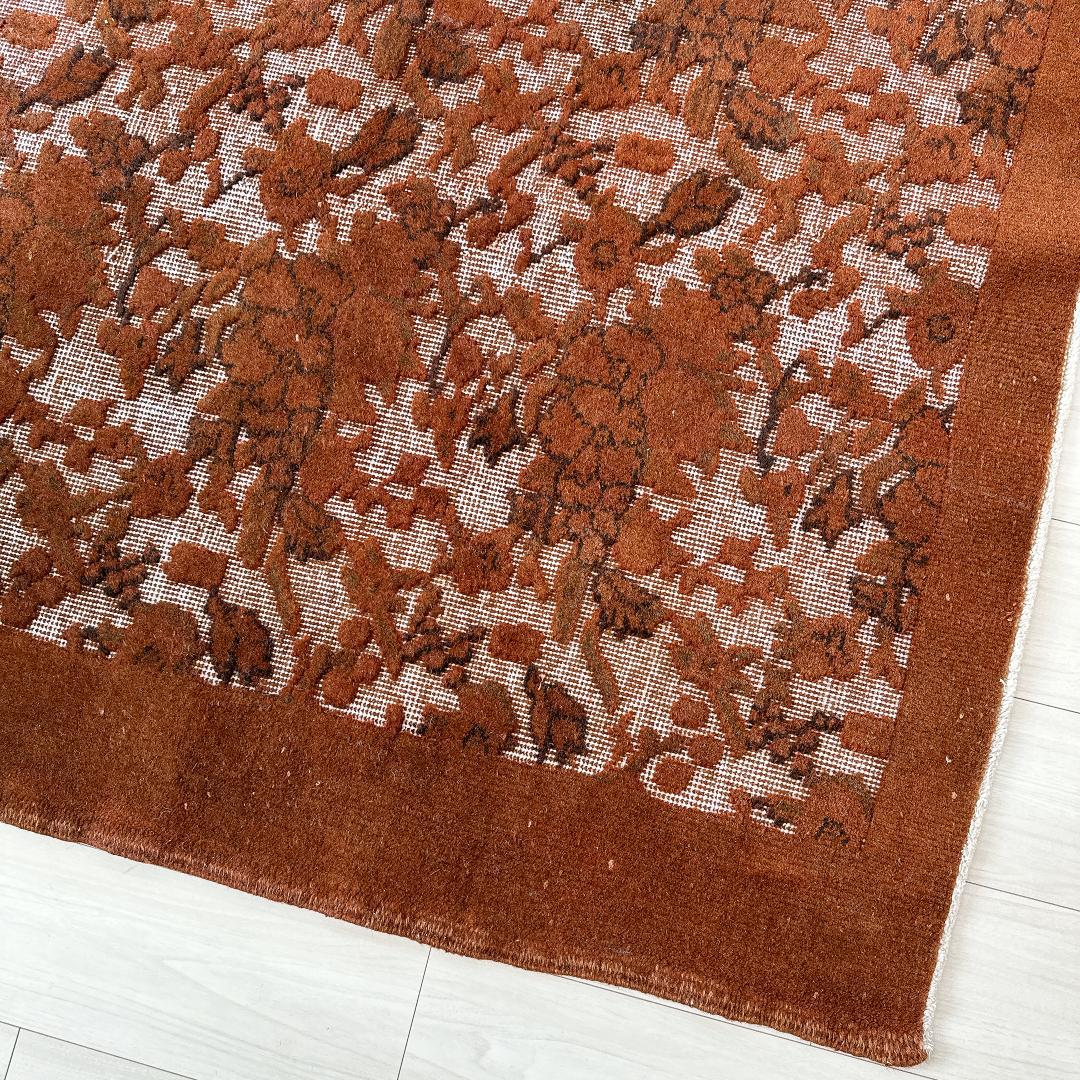 トルコ製ヴィンテージラグ815 レア 高級 ブラウン オーバーダイ