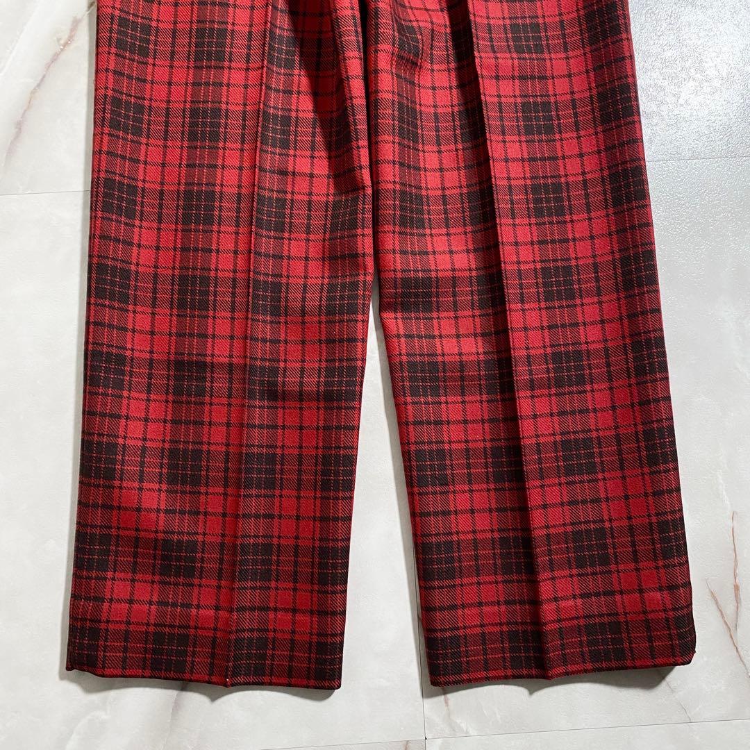 A17599 未使用 メゾンキツネ タータンチェックスラックスパンツ 赤 40