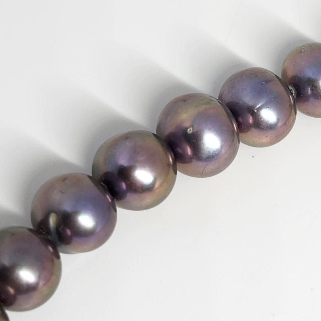 本真珠 パール ネックレス シルバー 刻印 ブラック玉虫 大粒 高級 入学 卒業