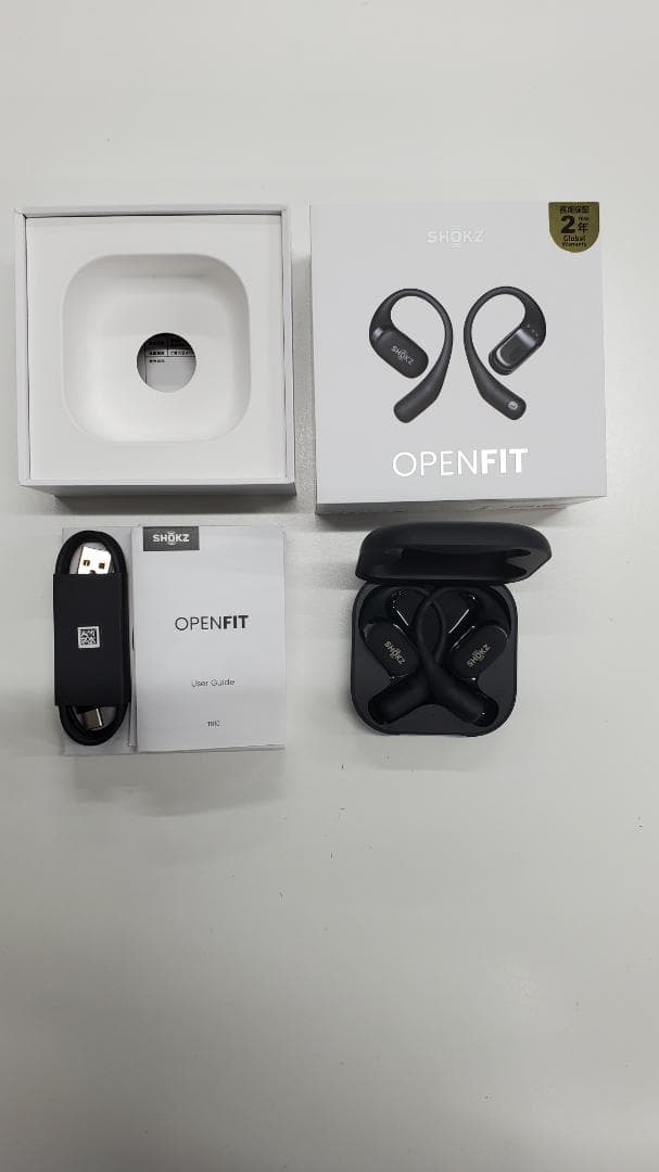 【保証期間内 満充電可】SHOKZ OPENFIT ワイヤレスイヤホン ブラック