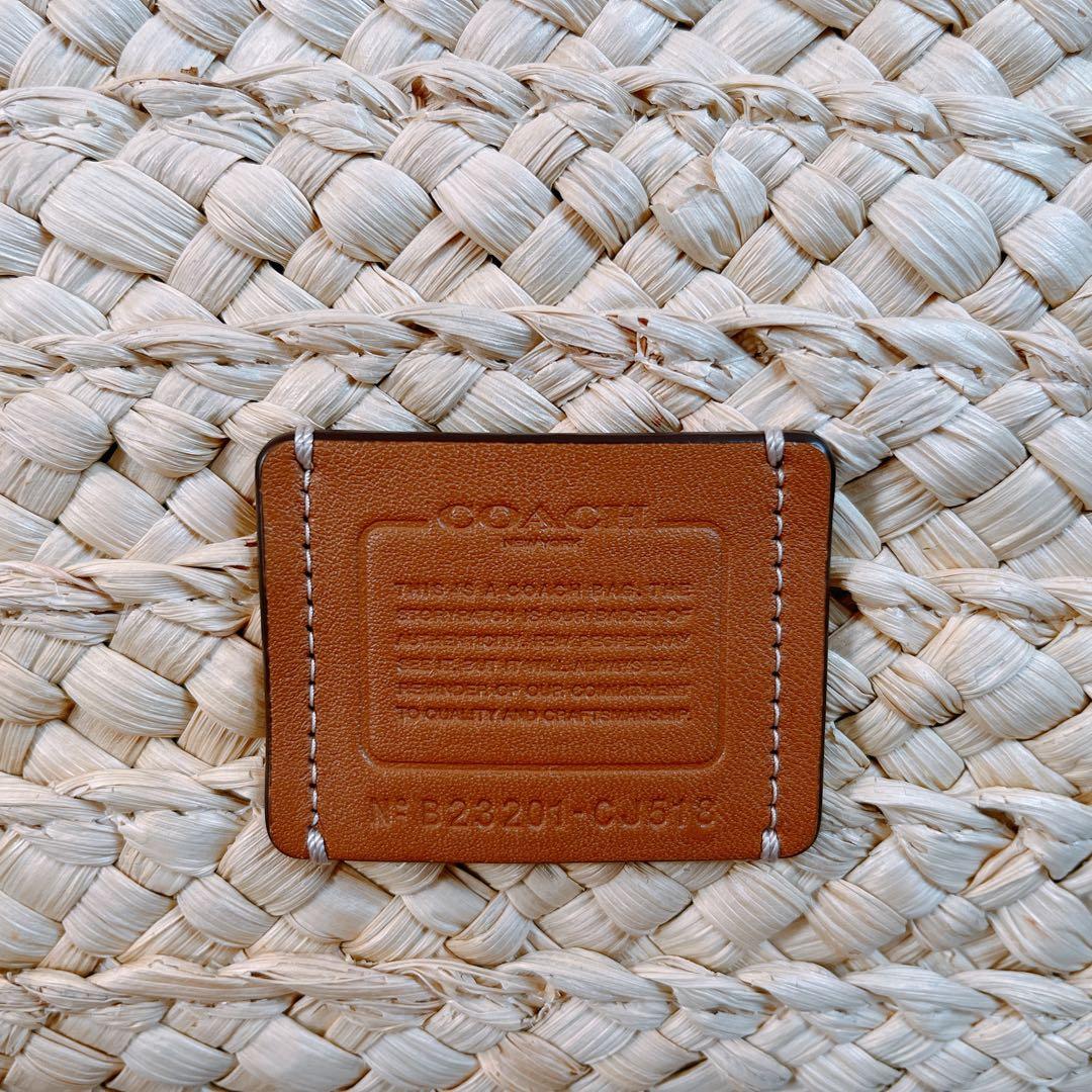 最終値下げ COACH カゴバッグ トートバッグ ラージストロートートナチュラル